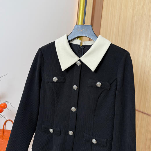 奢姿大码女装2025冬季装饰扣翻领连衣裙胖妹妹小香风假两件百褶裙3254803805 商品图1