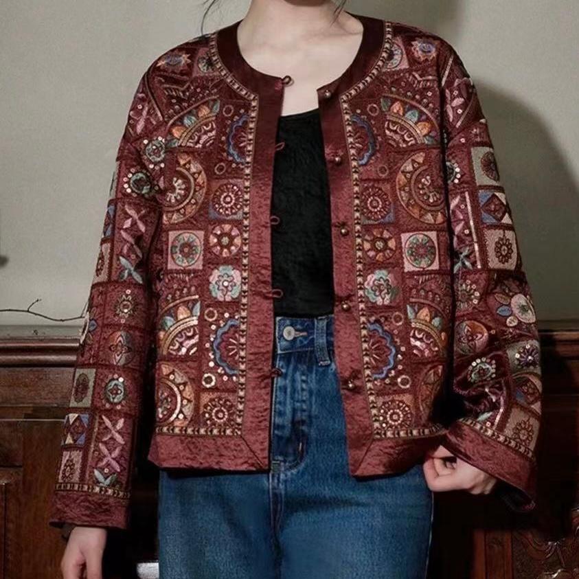 Famecoco范可儿秋冬款新中式短款上衣外套FAD8AB200