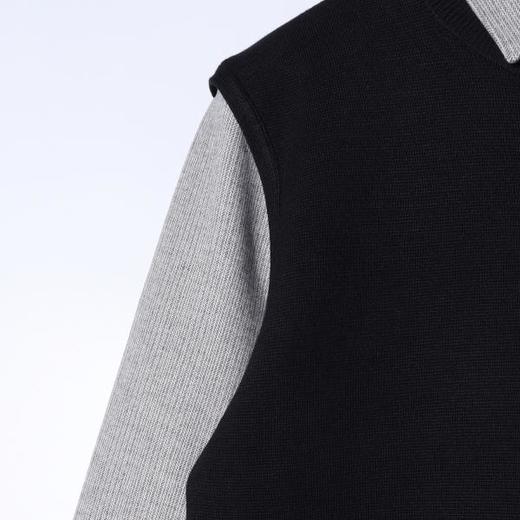 9515SDSA男士秋冬新款痞帅男装老钱风撞色翻领假两件毛衣百搭商务上衣 商品图3