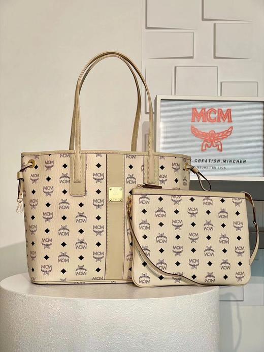 MCM Liz Visetos新配色 中号#粉色/米白色/黑色双面购物袋（XM） 商品图5