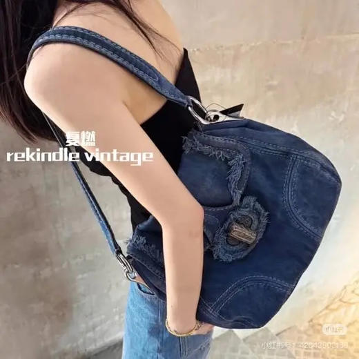 Prada 大号 中古 牛仔 猪鼻子 蓝色 托特包 商品图2