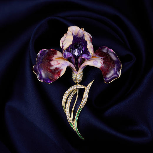 高档紫色鸢尾花胸针，气质优雅大气设计感精美胸花LY-M-186 商品图0