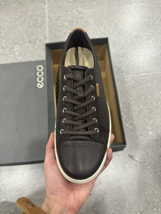 正品 ecco爱步 Soft 7 皮革 时尚运动 低帮 板鞋 男款 棕色 全新原盒 尺码43码0449 商品图1