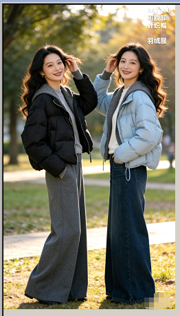 587118针织连帽羽绒服 针织帽子可以拆卸