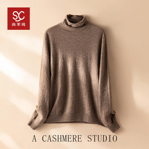 人手一件~山羊绒立体浮雕高领堆领两穿打底衫女新款毛衣CYR25089 商品图3