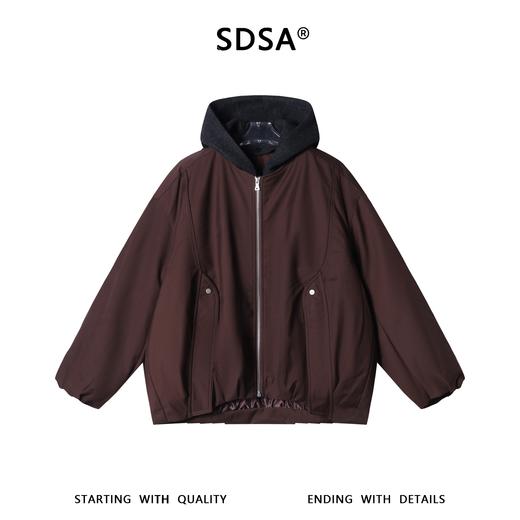 25Y325SDSA男士秋冬新款痞帅男装美式复古撞色假两件连帽棉服外套百搭 商品图1