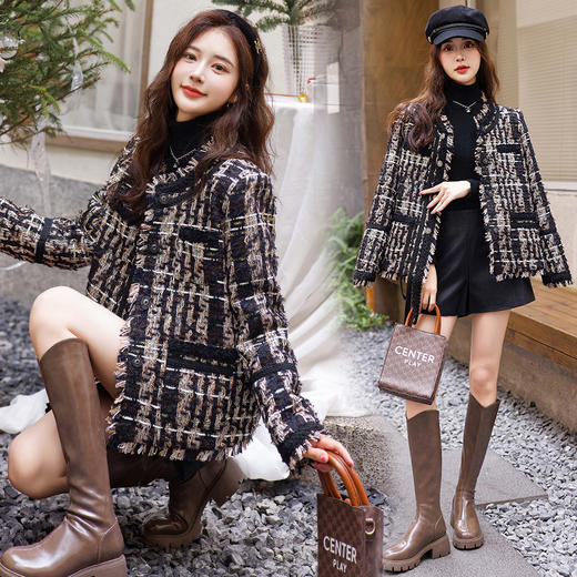 不规则小香粗花呢加厚外套，90白鸭绒羽绒服HR-YJLY8108 商品图2