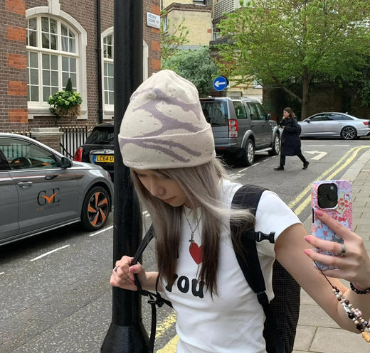 鸟马赛克情侣款针织毛线帽冷帽30115 商品图6