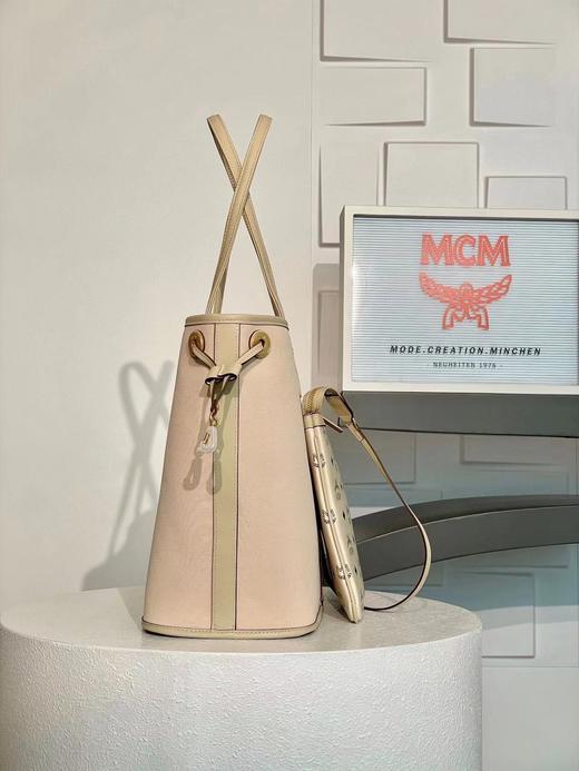 MCM Liz Visetos新配色 中号#粉色/米白色/黑色双面购物袋（XM） 商品图10