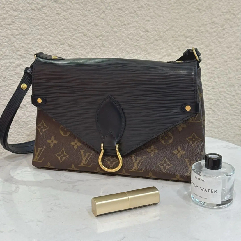 LV Saint Michel 水波纹 老花拼皮 黑色 斜挎包
