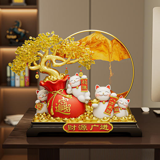 新中式东方之美【招财猫流沙画发财树摆件】 招财猫摆件 开业礼物客厅店铺前台装饰品 乔迁新居礼品 新年氛围摆件礼物 商品图1