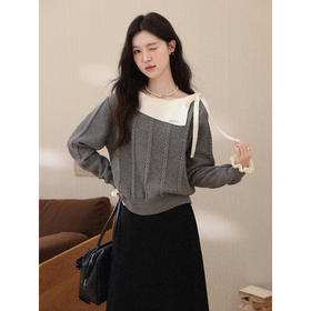 鹿向南「温柔陷阱」灰色设计感小众毛衣女秋冬季新款长袖针织上衣