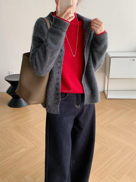 好运红气养人氛纯正红羊毛羊绒圆领高领毛衫 商品图6