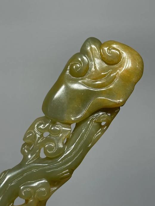 和田青黄玉镂雕灵芝形如意摆件，顺丰包邮 商品图5