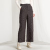 Famecoco范可儿文艺坑条亚麻棉宽松显瘦高腰阔腿裤女休闲裤子春季F195GA034 商品缩略图0