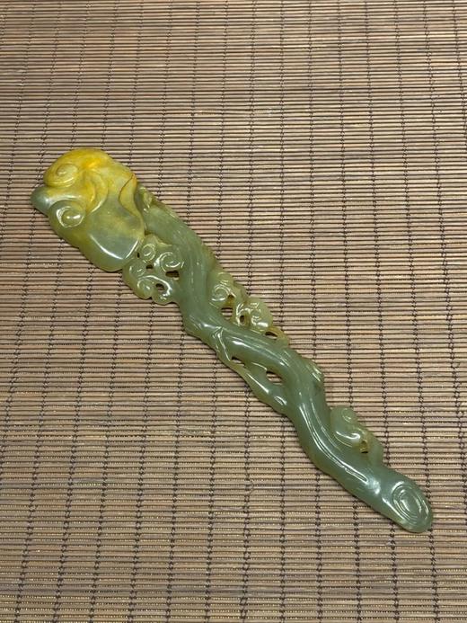 和田青黄玉镂雕灵芝形如意摆件，顺丰包邮 商品图3