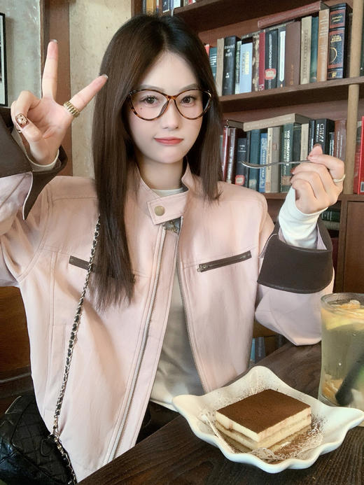 <曾小咸推荐> 现货秒杀！微信超特价！美式复古粉色pu皮衣外套 日常299.99 立减150 秒杀149.99！ 商品图12