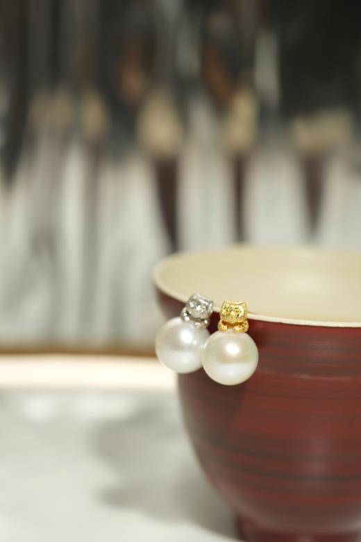 米马饰物 爱迪生珍珠 耳钉/耳夹 正圆强光微微瑕珍珠 商品图3