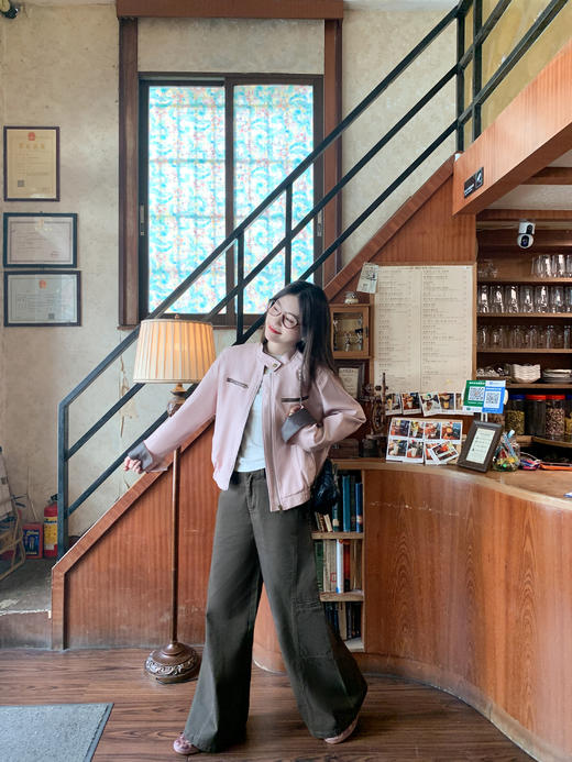 <曾小咸推荐> 现货秒杀！微信超特价！美式复古粉色pu皮衣外套 日常299.99 立减150 秒杀149.99！ 商品图8