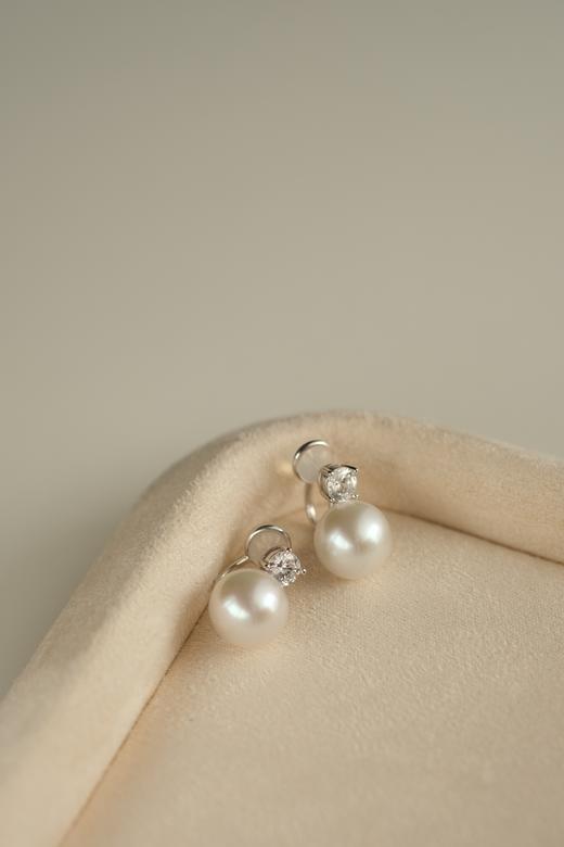 米马饰物 爱迪生珍珠 耳钉/耳夹 正圆强光微微瑕珍珠 商品图6