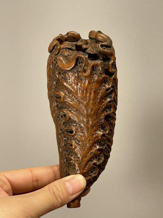 竹根镂雕白菜摆件，顺丰包邮 商品图13
