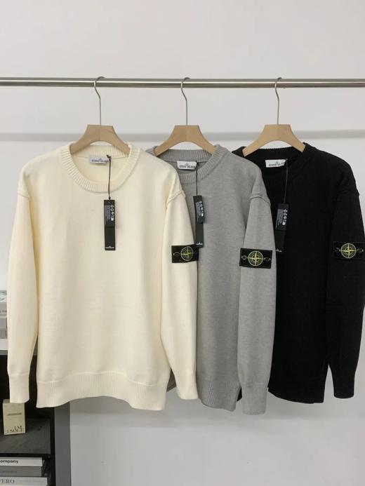 STD石*岛 秋冬圆领罗盘徽章袖标羊毛男女款针织毛衣 商品图2