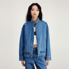 lost in echo2026早春新款时髦工装风直身宽松落肩显瘦牛仔外套女