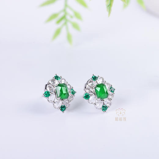 【四方如意】翡翠耳钉-EZ2405092 商品图1