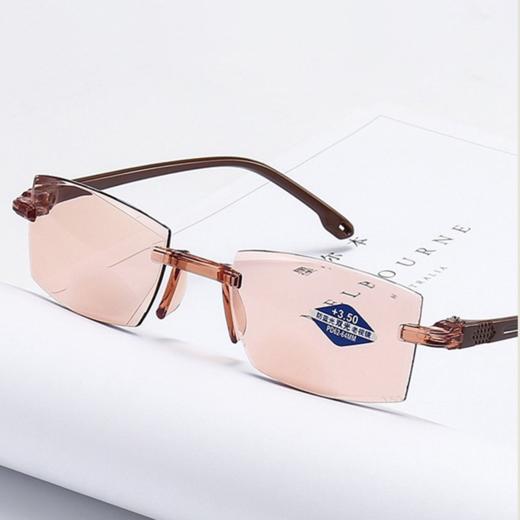 防蓝光双光老花眼镜 无框茶色 商品图2