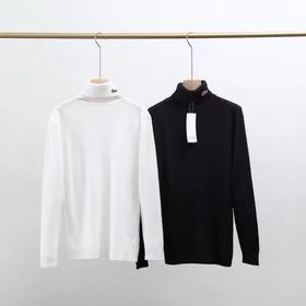 D120877纯色高领基础款柔软舒适绿标翻领毛衣针织衫