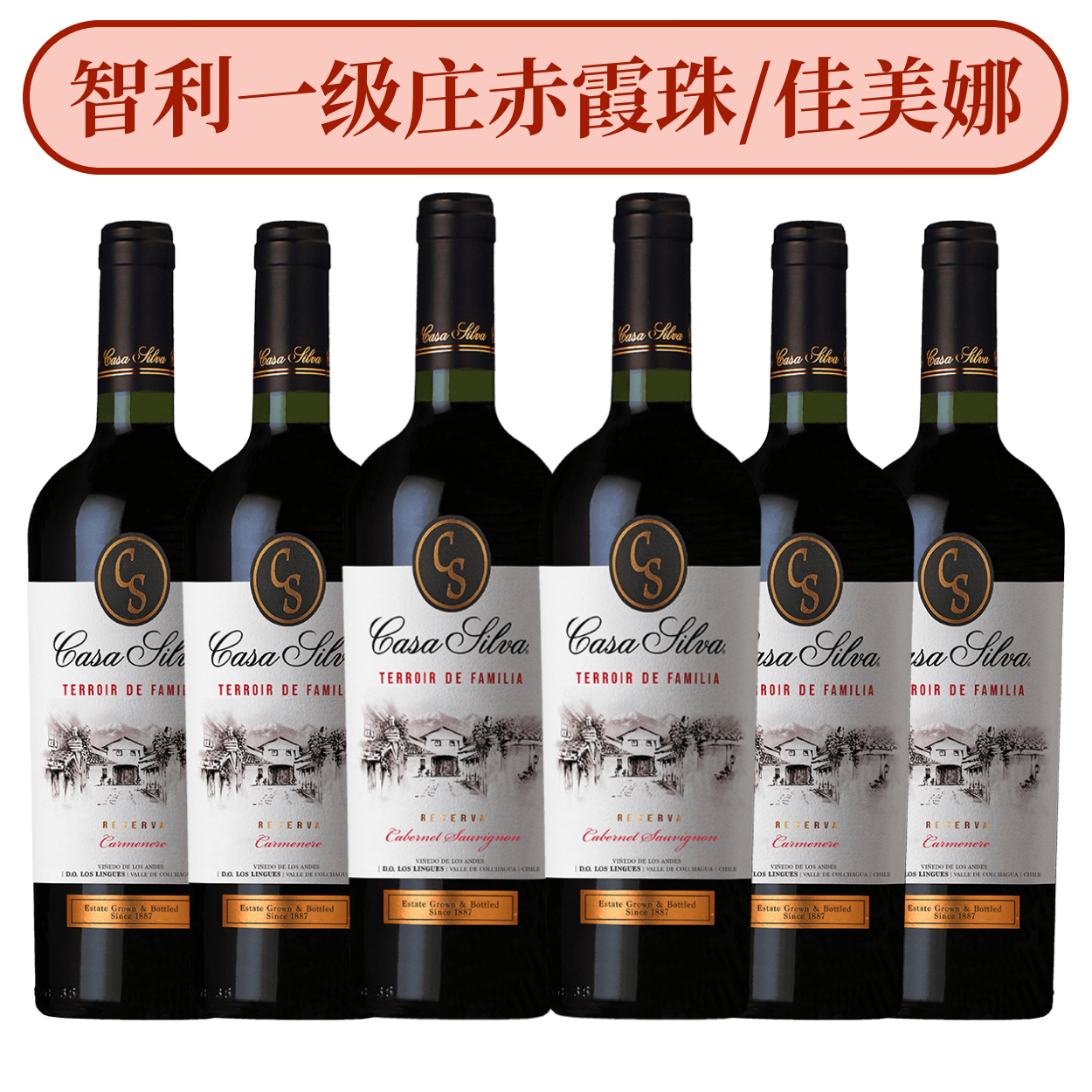 【6支整箱】智利一级庄！ 玺瓦酒家族珍藏赤霞珠 / 佳美娜 干红 Casa Silva Familia Reserva Cabernet Sauvignon / Carmenere 2021