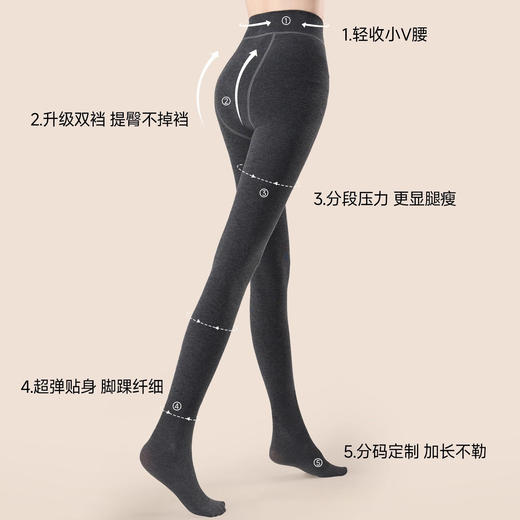 雀说 羊毛打底裤女秋冬季加绒加厚保暖连裤袜S2509-5 商品图2