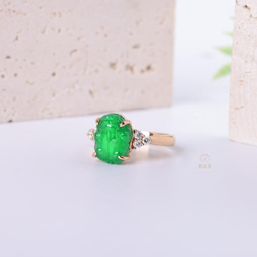 【旺财】满绿翡翠镶钻戒指-JZ12209085 商品图3
