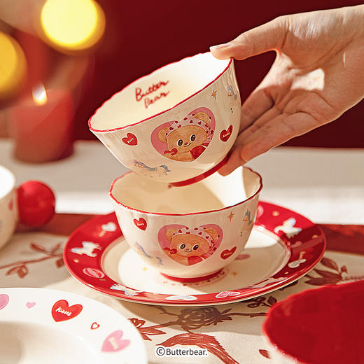 摩登主妇&黄油小熊】釉下彩餐具家用2025新款高颜值碗可爱盘子 商品图1