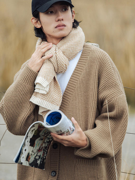 【YW】无忧购“礼物季”“圣诞清仓福利”秋冬质感粗针肌理开衫毛衣男女K4089（截单后3-5天发货） 商品图1