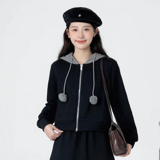 奢姿大码女装2025冬季抽绳减龄连帽件套胖妹妹松紧时尚休闲套装9954935255 商品图4