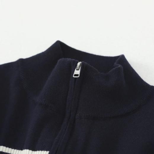 D120858冬季新款女子修身拼色拉链开衫外套编织衫毛衣 商品图9