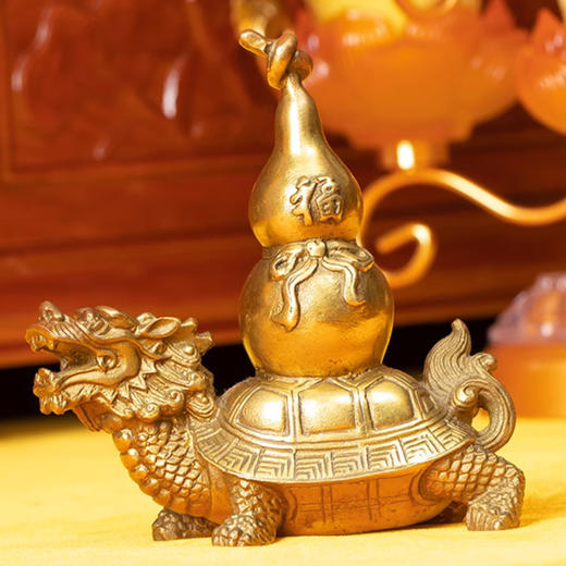 黄铜龙龟摆件龙头龟葫芦家居客厅装饰品摆件店铺开业 商品图2