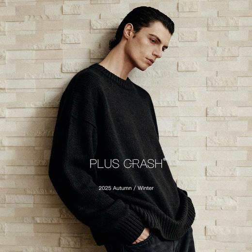 PLUS CRASH冬季新款羊毛混纺高级粗针保暖针织衫男女慵懒圆领毛衣 商品图3