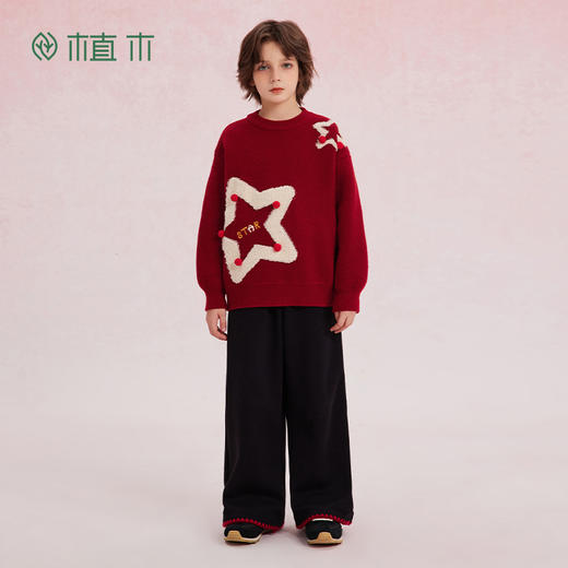 【年服】植木男女童星星毛巾绣圆领毛衣55M053052 商品图4