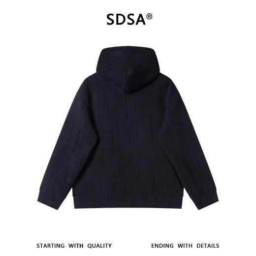 SDSA男士秋冬新款痞帅男装潮牌休闲提花撞色拉链抽绳连帽卫衣百搭 商品图4
