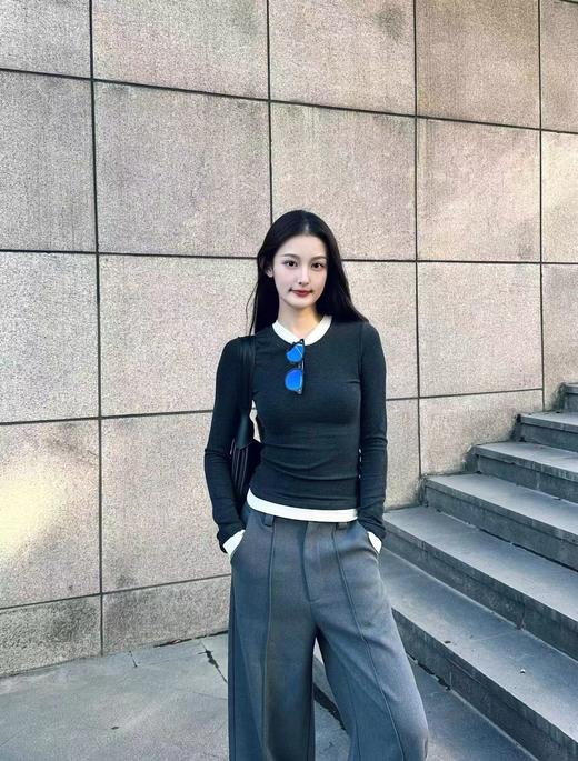 D120848撞色假两件柔软舒适单穿内搭针织打底衫 商品图8