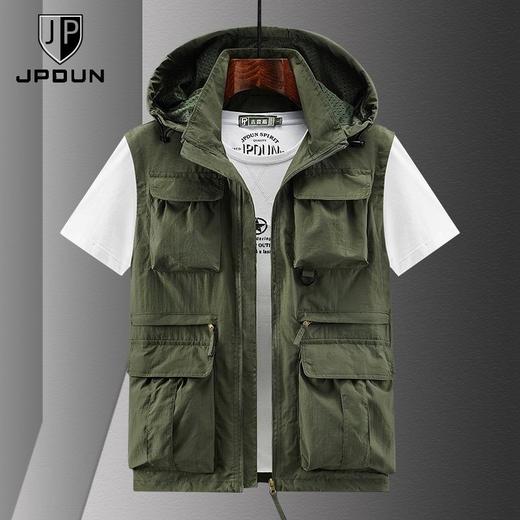 男士薄款休闲马甲春秋季男女同款多口袋工装大码坎肩连帽背心 商品图1