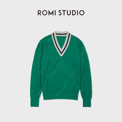 ROMI STUDIO“简约复古”100%羊毛密织亲肤V领套头毛衫 RWDSS61795 商品图1