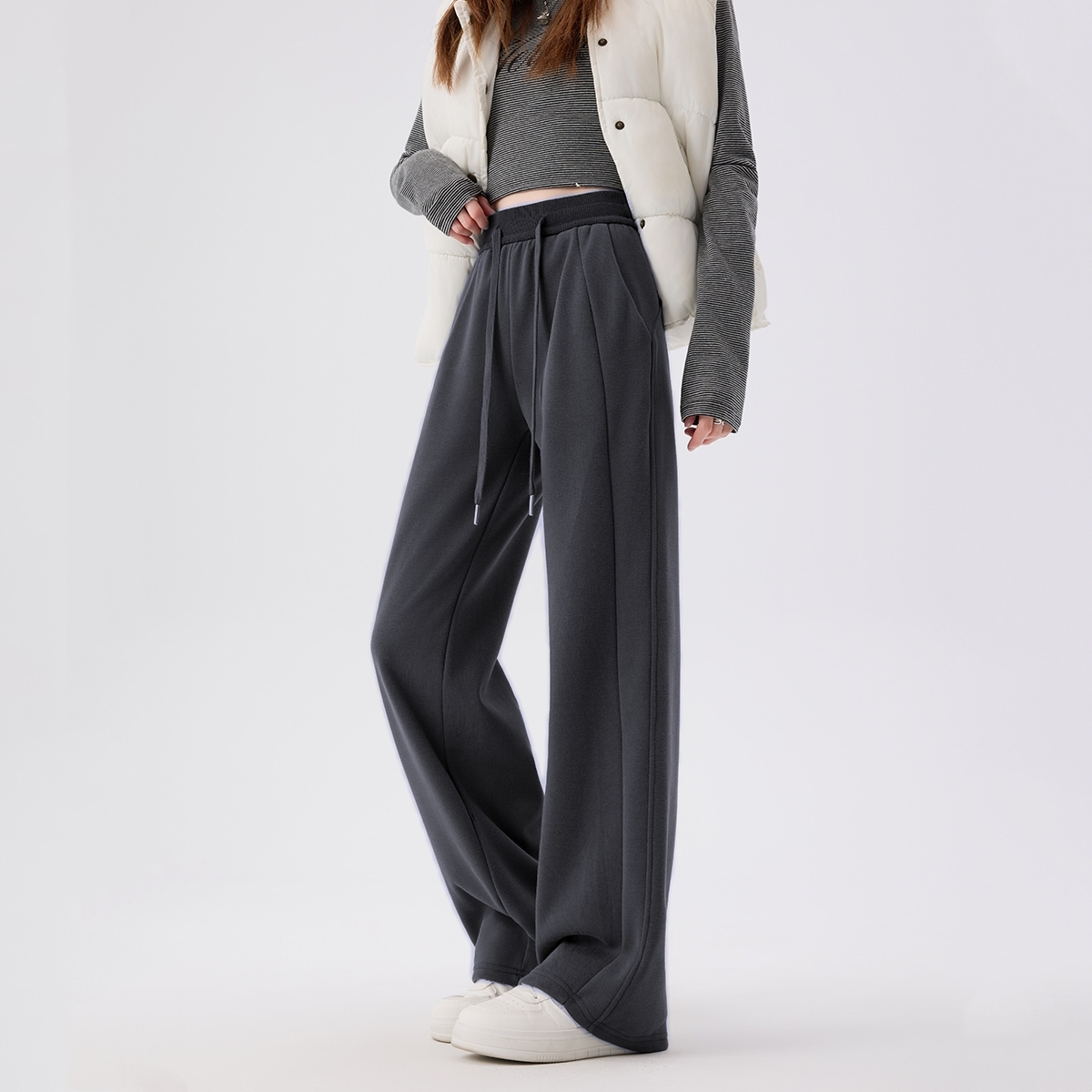 DANMO旦茉加绒卫裤 | 侧面拼接设计 软糯柔感面料 加绒加厚 保暖舒适