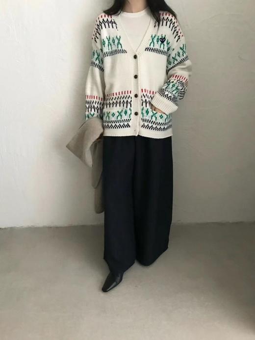 D120836秋冬文艺感学院风宽松V领针织开衫外套女款 商品图1