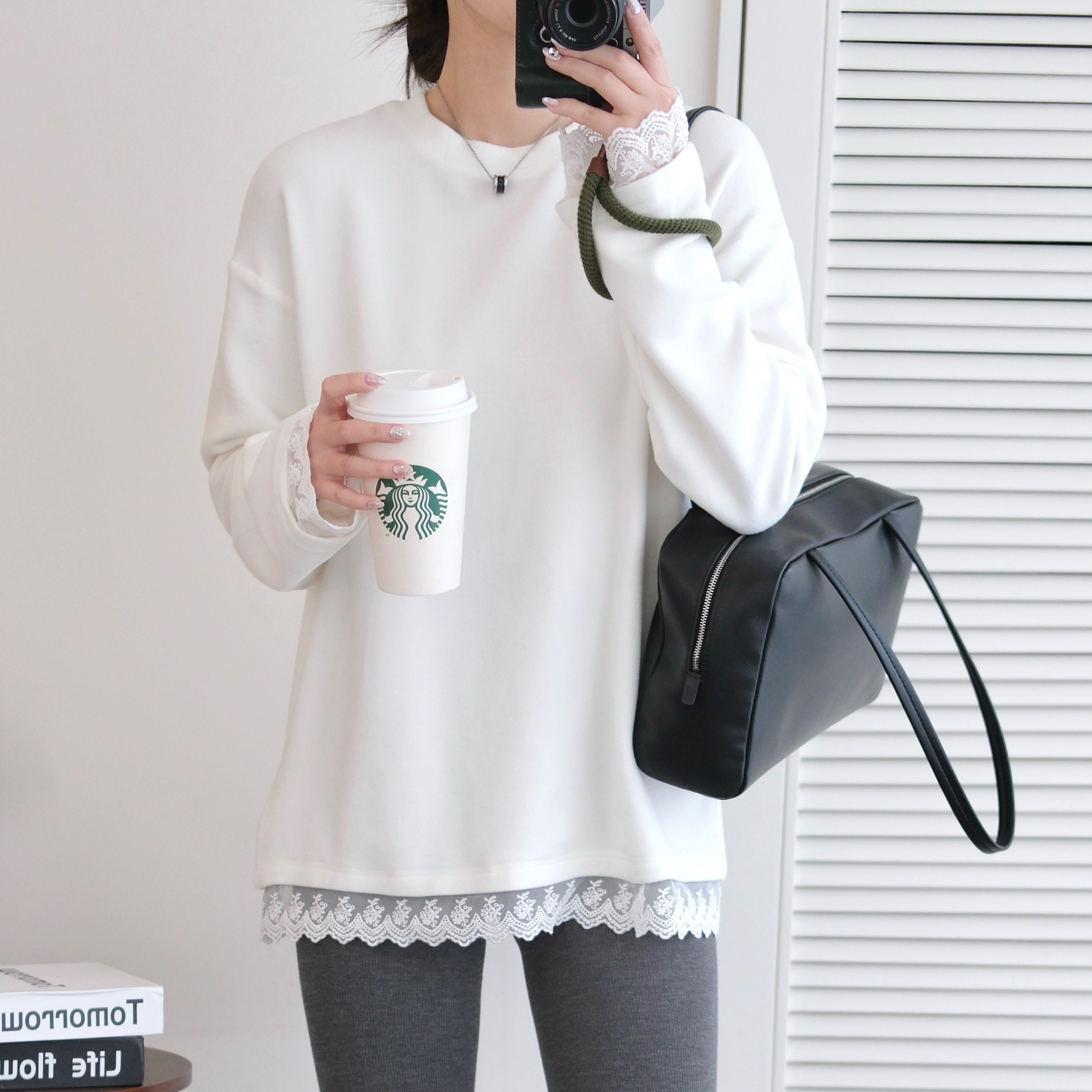 佰飞特 加厚双面蕾丝拼接打底衫 细腻保暖 叠穿百搭