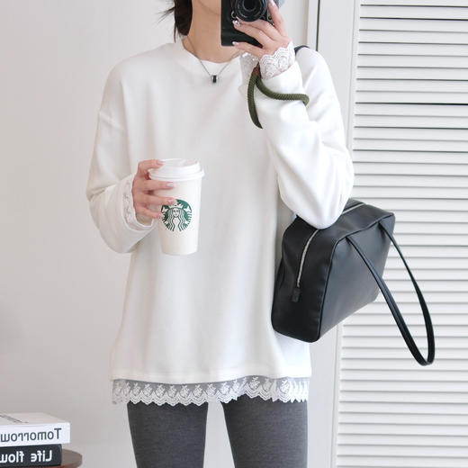 佰飞特 加厚双面蕾丝拼接打底衫 细腻保暖 叠穿百搭 商品图0