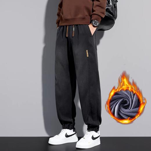 红览 牛仔裤男款美式高街宽松束脚加绒加厚哈伦休闲裤子K291 商品图1