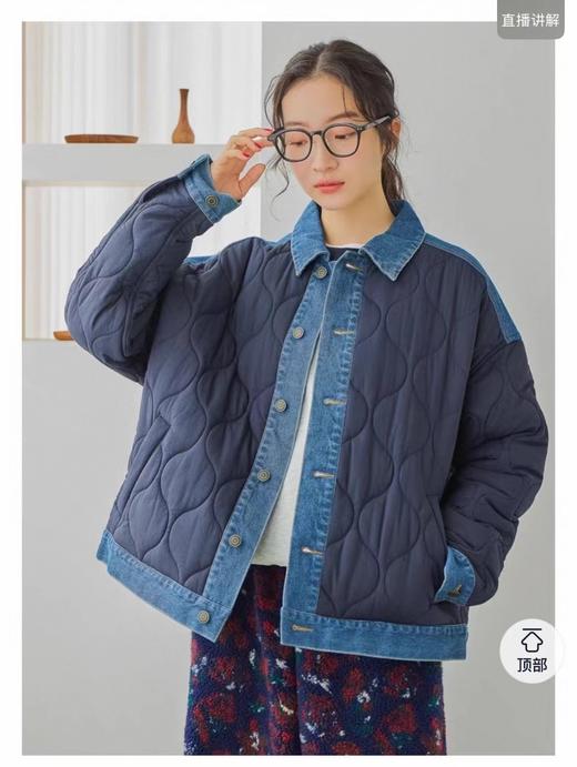 D120872棉服2025秋冬新款拼接菱格复古休闲夹棉衣外套 商品图8